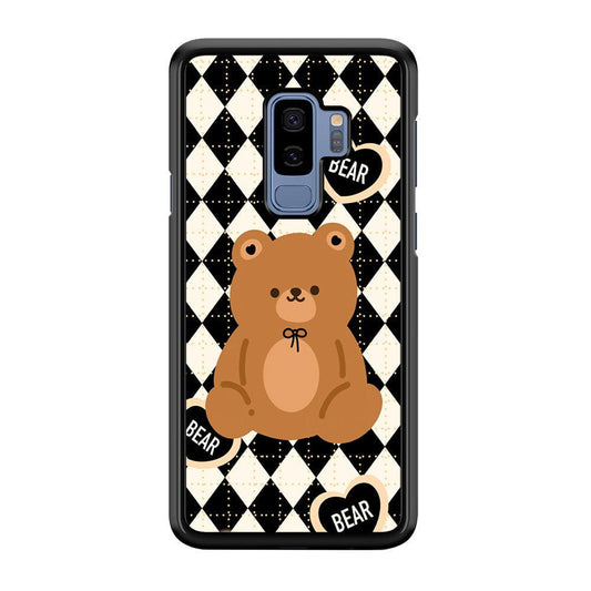 Bear and Black Flanel Theme Samsung Galaxy S9 Plus Case-Rubber Black (2D Case)-Oxvistore