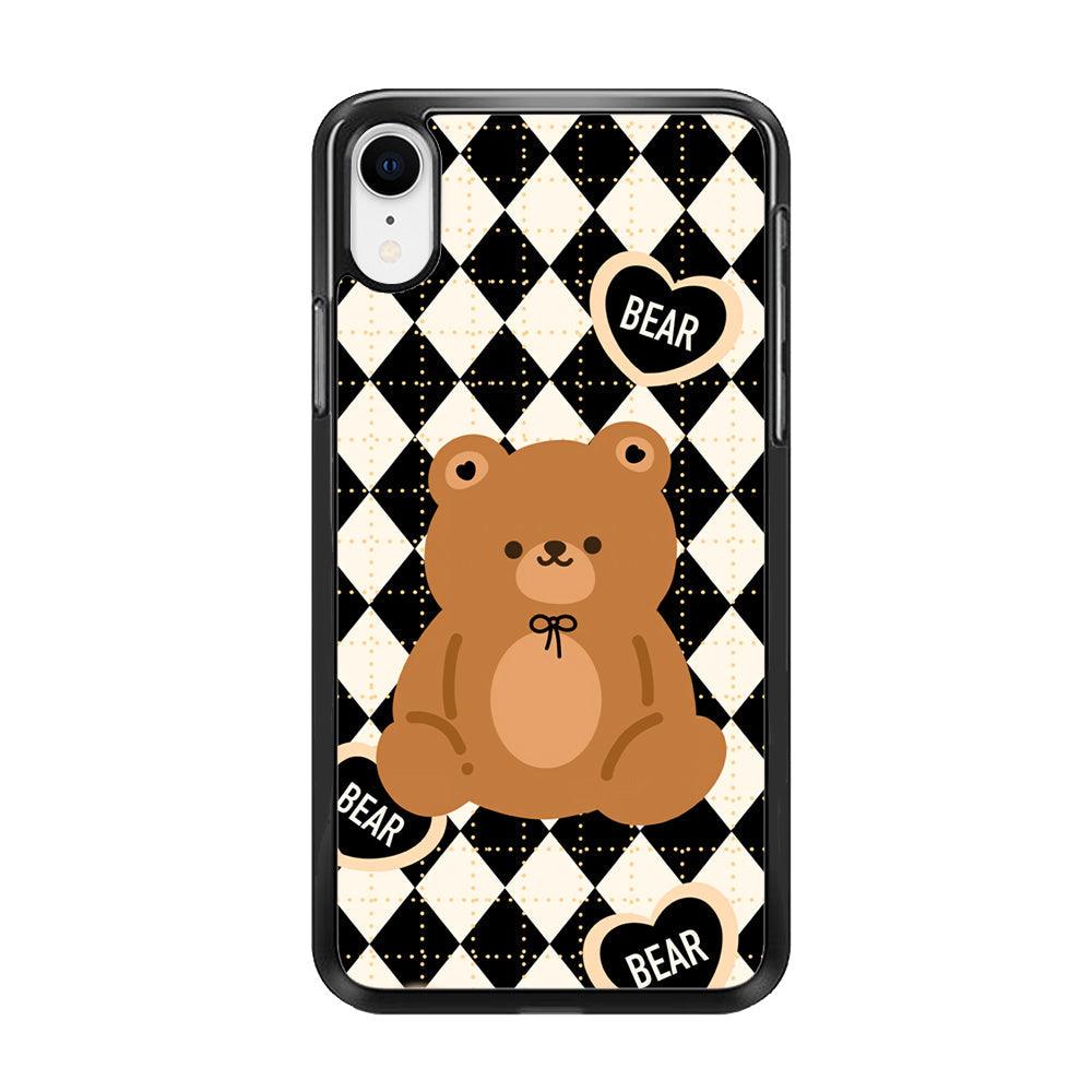 Bear and Black Flanel Theme iPhone XR Case-Rubber Black (2D Case)-Oxvistore