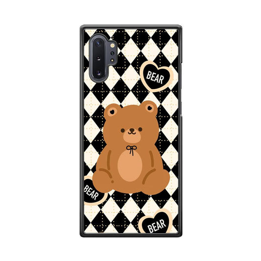 Bear and Black Flanel Theme Samsung Galaxy Note 10 Plus Case-Rubber White (2D Case)-Oxvistore