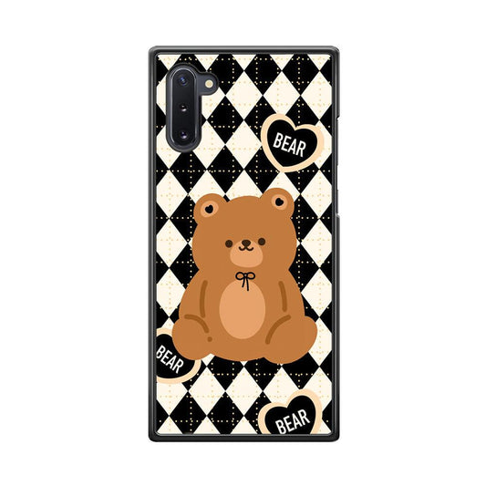 Bear and Black Flanel Theme Samsung Galaxy Note 10 Case-Rubber White (2D Case)-Oxvistore