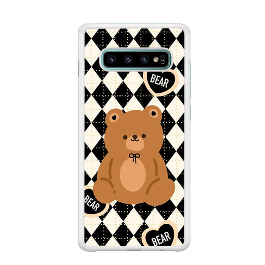 Bear and Black Flanel Theme Samsung Galaxy S10 Case-Oxvistore