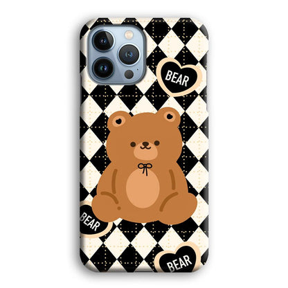 Bear and Black Flanel Theme iPhone 15 Pro Case-Oxvistore