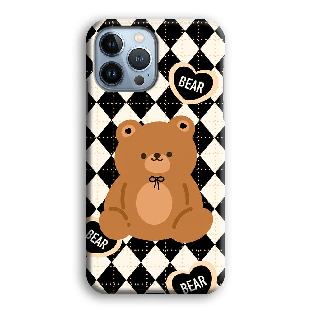 Bear and Black Flanel Theme iPhone 15 Pro Max Case-Oxvistore