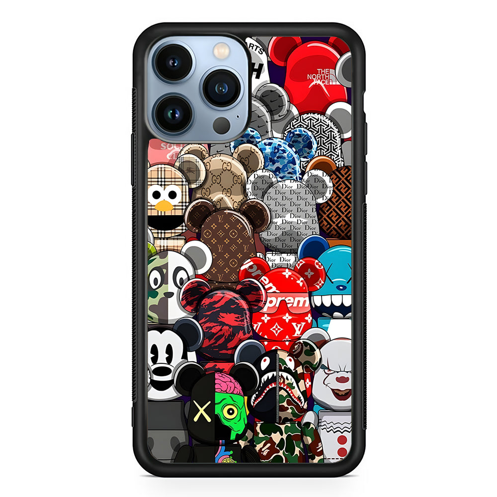 Bearbrick Iconic Brand Design 2D Rubber Phone Case-Black-Oxvistore