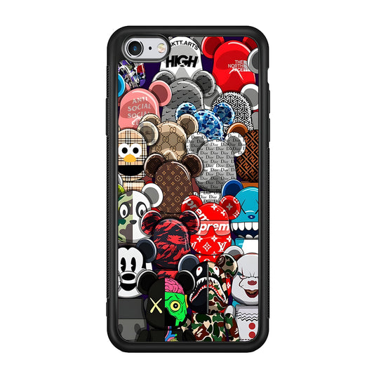 Bearbrick Iconic Brand Design iPhone 6 | 6s Case-Rubber Black (2D Case)-Oxvistore