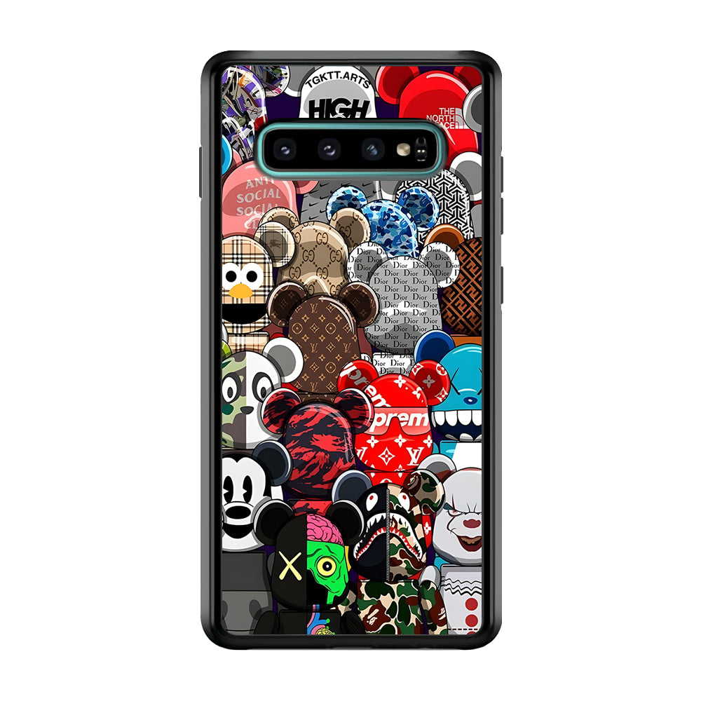 Bearbrick Iconic Brand Design Samsung Galaxy S10 Case-Rubber Black (2D Case)-Oxvistore
