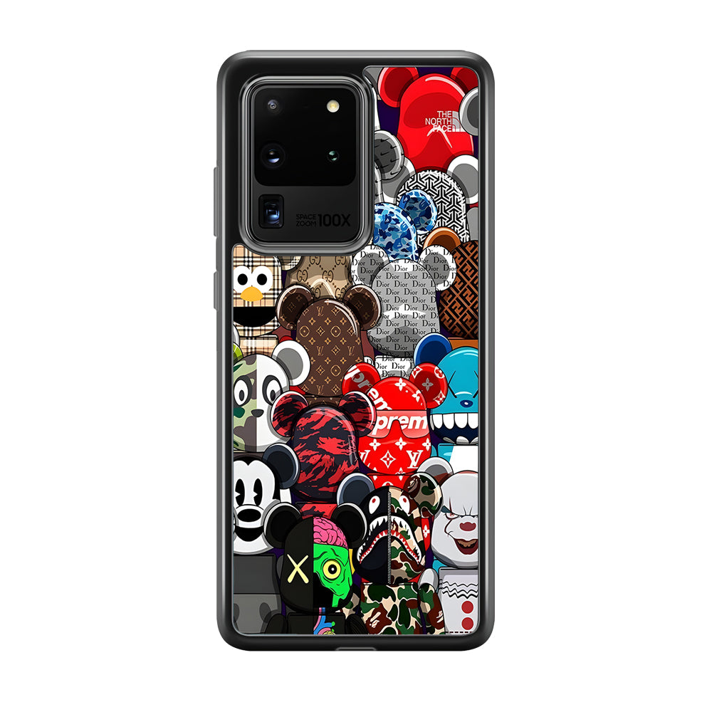 Bearbrick Iconic Brand Design Samsung Galaxy S20 Ultra Case-Rubber Black (2D Case)-Oxvistore