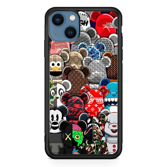 Bearbrick Iconic Brand Design iPhone 14 Case-Rubber Black (2D Case)-Oxvistore