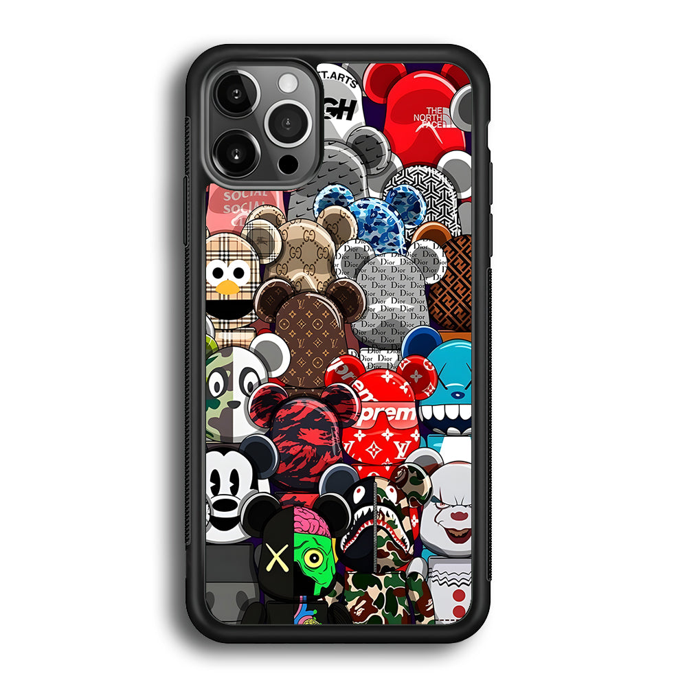 Bearbrick Iconic Brand Design iPhone 12 Pro Case-Rubber Black (2D Case)-Oxvistore