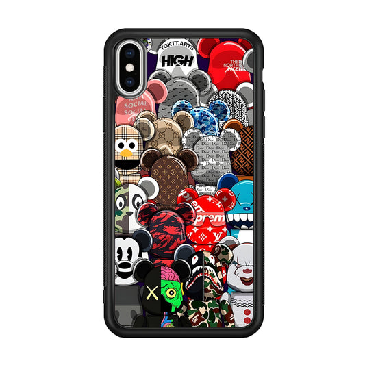 Bearbrick Iconic Brand Design iPhone X Case-Rubber White (2D Case)-Oxvistore