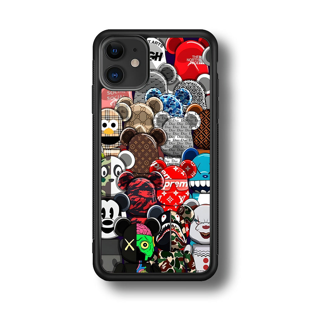 Bearbrick Iconic Brand Design iPhone 12 Case-Rubber Black (2D Case)-Oxvistore