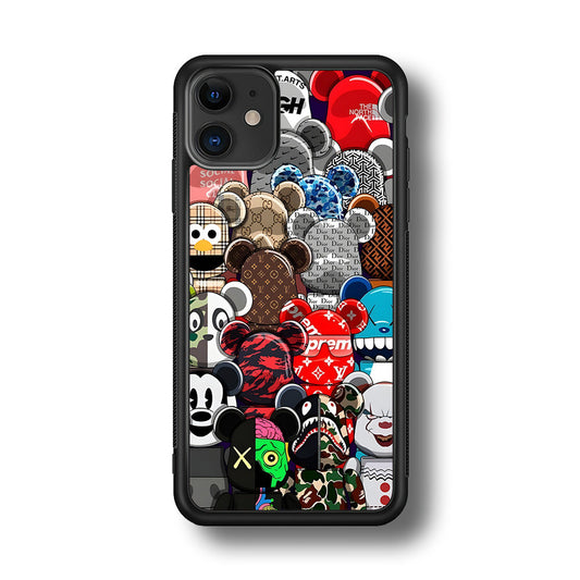 Bearbrick Iconic Brand Design iPhone 12 Case-Rubber Black (2D Case)-Oxvistore