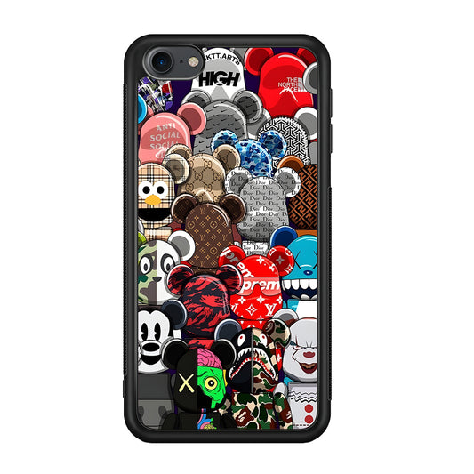Bearbrick Iconic Brand Design iPod Touch 6 Case-Rubber White (2D Case)-Oxvistore