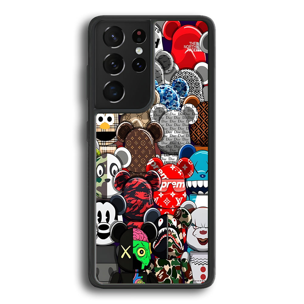 Bearbrick Iconic Brand Design Samsung Galaxy S21 Ultra Case-Rubber Black (2D Case)-Oxvistore