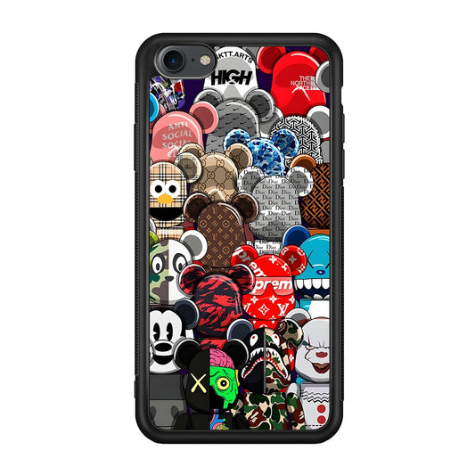 Bearbrick Iconic Brand Design iPhone 8 Case-Rubber Black (2D Case)-Oxvistore