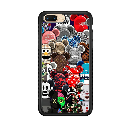 Bearbrick Iconic Brand Design iPhone 8 Plus Case-Rubber Black (2D Case)-Oxvistore