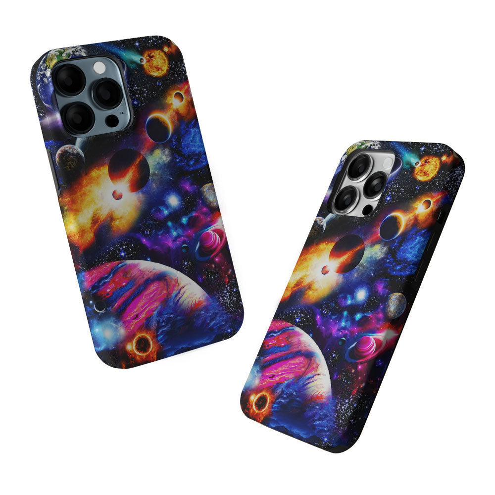 Beautiful Space Galaxy Planets 2 in 1 Tough Phone Case