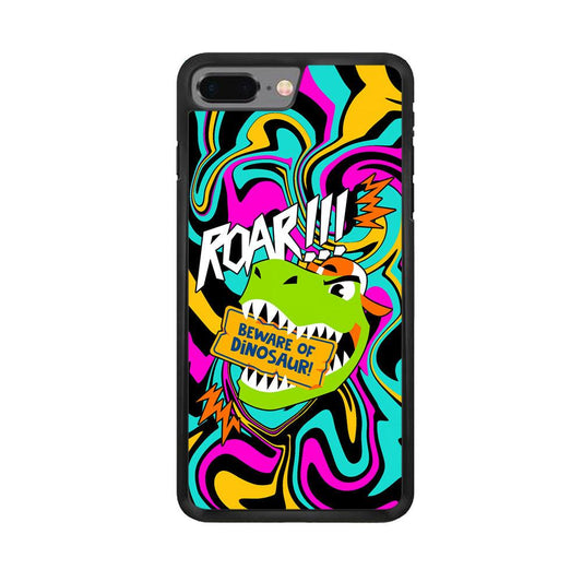 Beware from Dinosaur Roar iPhone 8 Plus Case-Rubber Black (2D Case)-Oxvistore