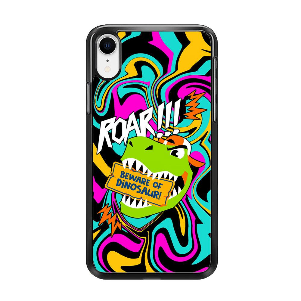 Beware from Dinosaur Roar iPhone XR Case-Rubber Black (2D Case)-Oxvistore