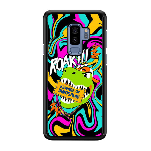 Beware from Dinosaur Roar Samsung Galaxy S9 Plus Case-Rubber Black (2D Case)-Oxvistore