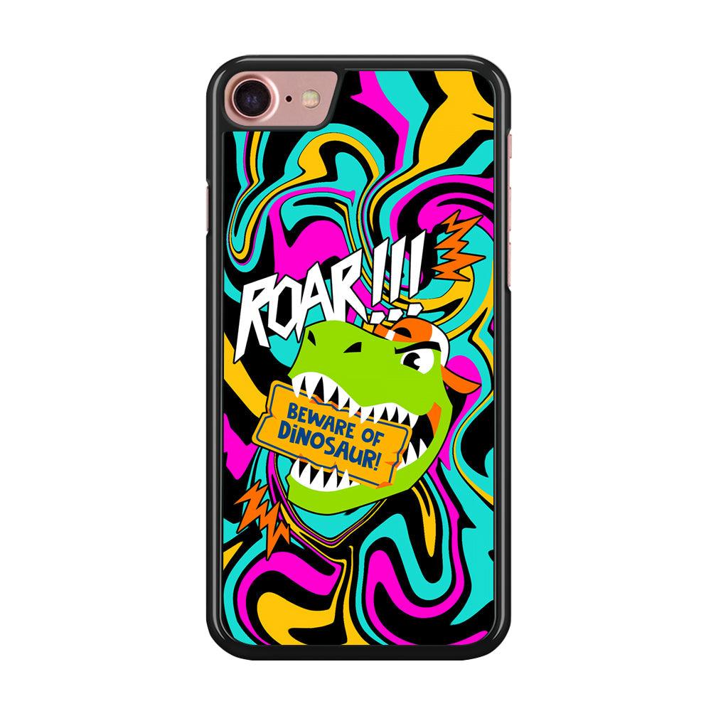 Beware from Dinosaur Roar iPhone 7 Case-Rubber Black (2D Case)-Oxvistore