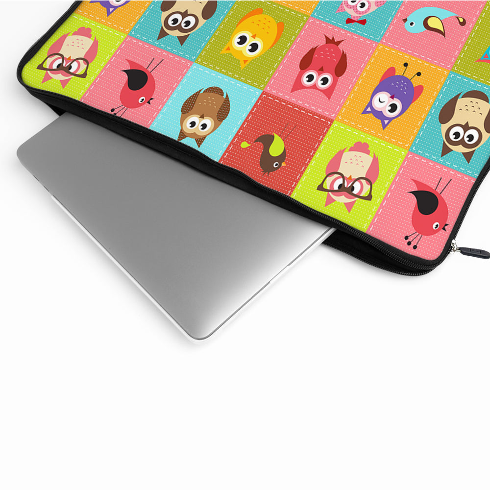 Birds and Owls Cartoon Laptop Sleeve Protective Cover