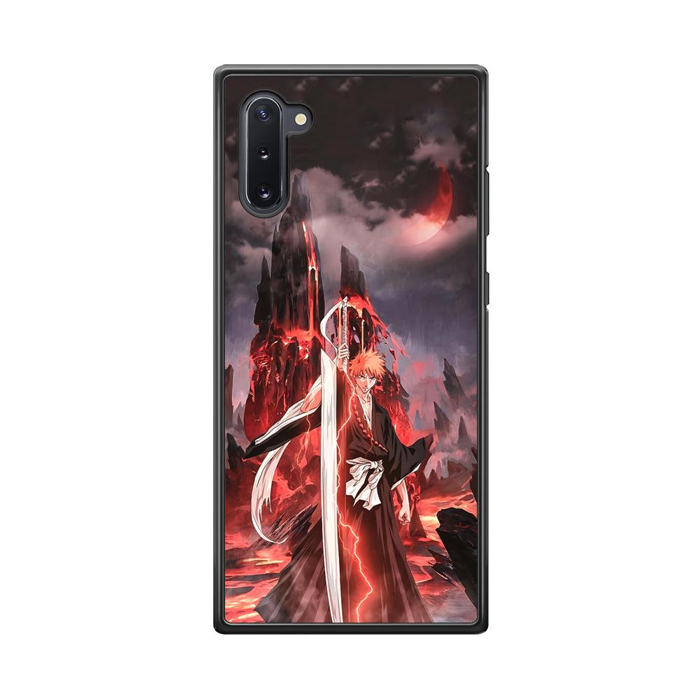 Bleach Red Moon and Lightning Samsung Galaxy Note 10 Case-Rubber Black (2D Case)-Oxvistore