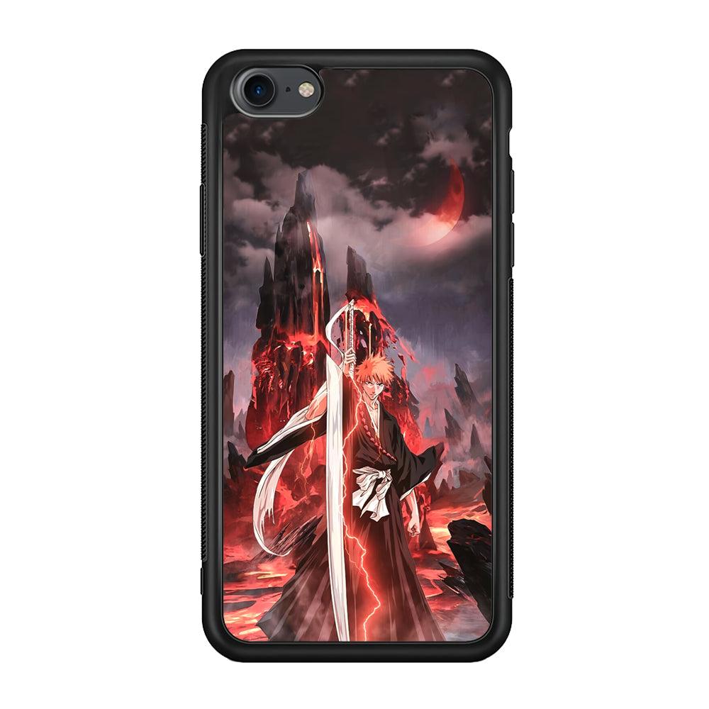 Bleach Red Moon and Lightning iPhone 7 Case-Rubber Black (2D Case)-Oxvistore
