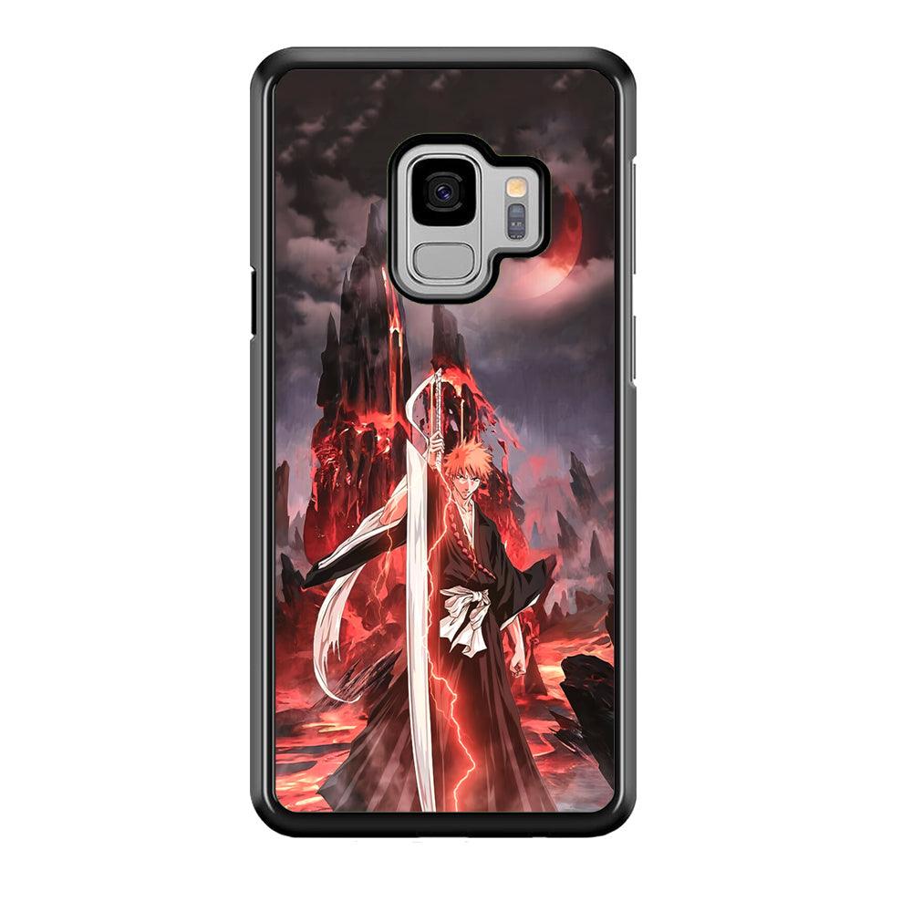 Bleach Red Moon and Lightning Samsung Galaxy S9 Case-Rubber Black (2D Case)-Oxvistore