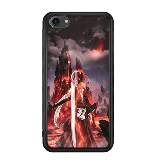 Bleach Red Moon and Lightning iPod Touch 6 Case-Rubber Black (2D Case)-Oxvistore