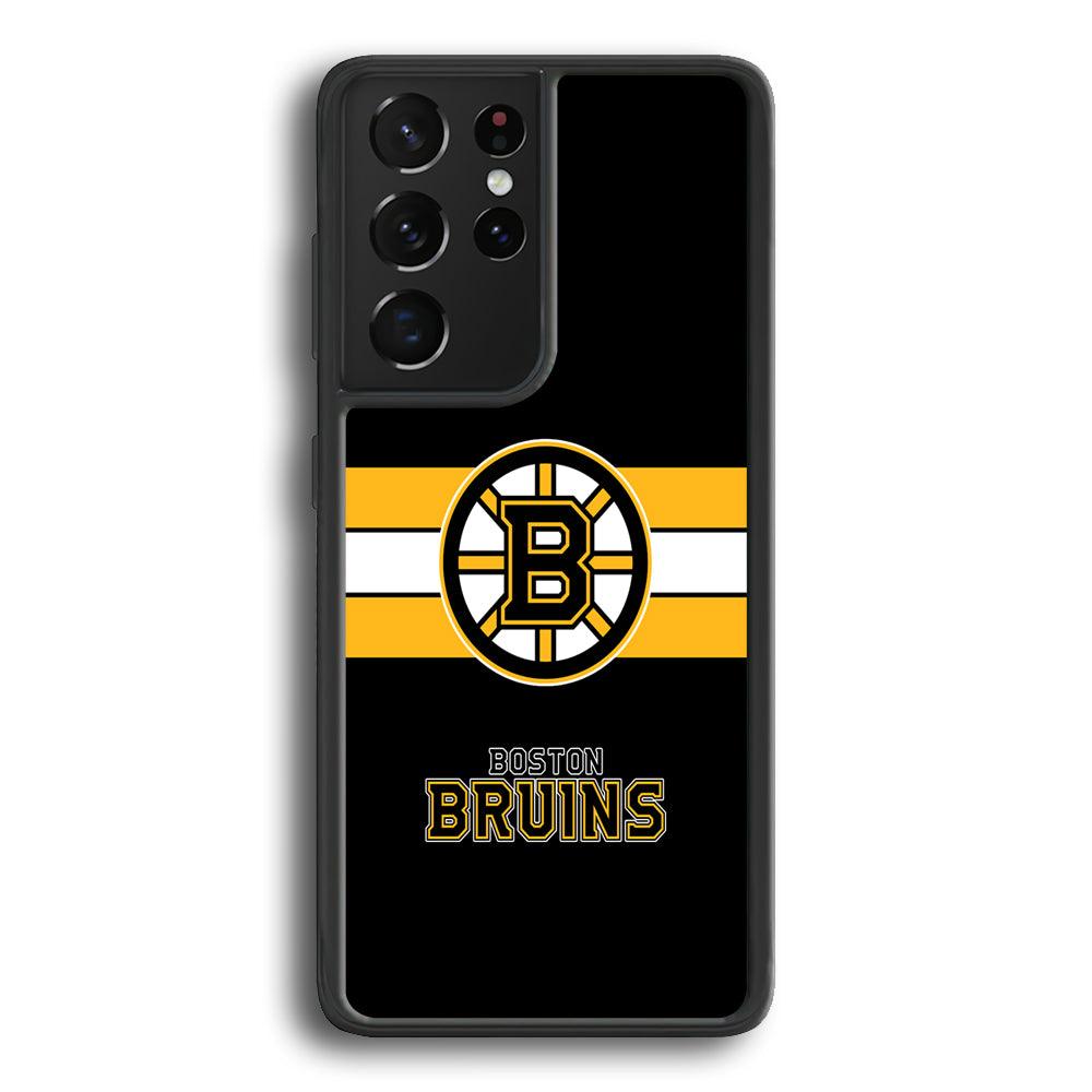 Boston Bruins Light in The Darkness Samsung Galaxy S21 Ultra Case-Rubber Black (2D Case)-Oxvistore