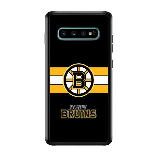Boston Bruins Light in The Darkness Samsung Galaxy S10 Case-Rubber Black (2D Case)-Oxvistore