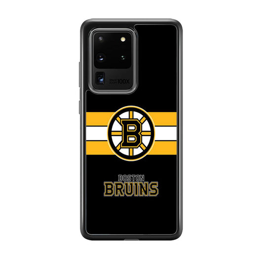 Boston Bruins Light in The Darkness Samsung Galaxy S20 Ultra Case-Rubber Black (2D Case)-Oxvistore