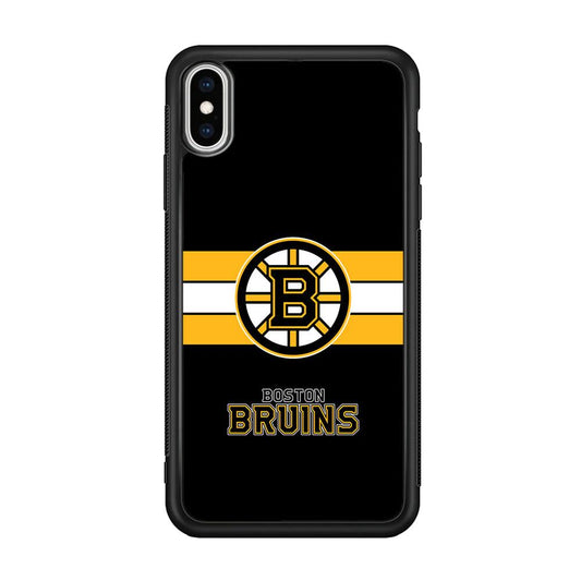 Boston Bruins Light in The Darkness iPhone XS Case-Rubber Black (2D Case)-Oxvistore