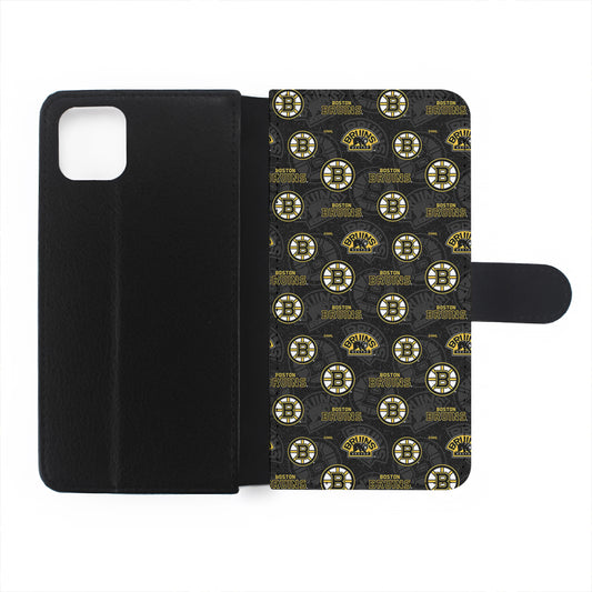 Boston Bruins Pattern Flip Wallet Phone Case