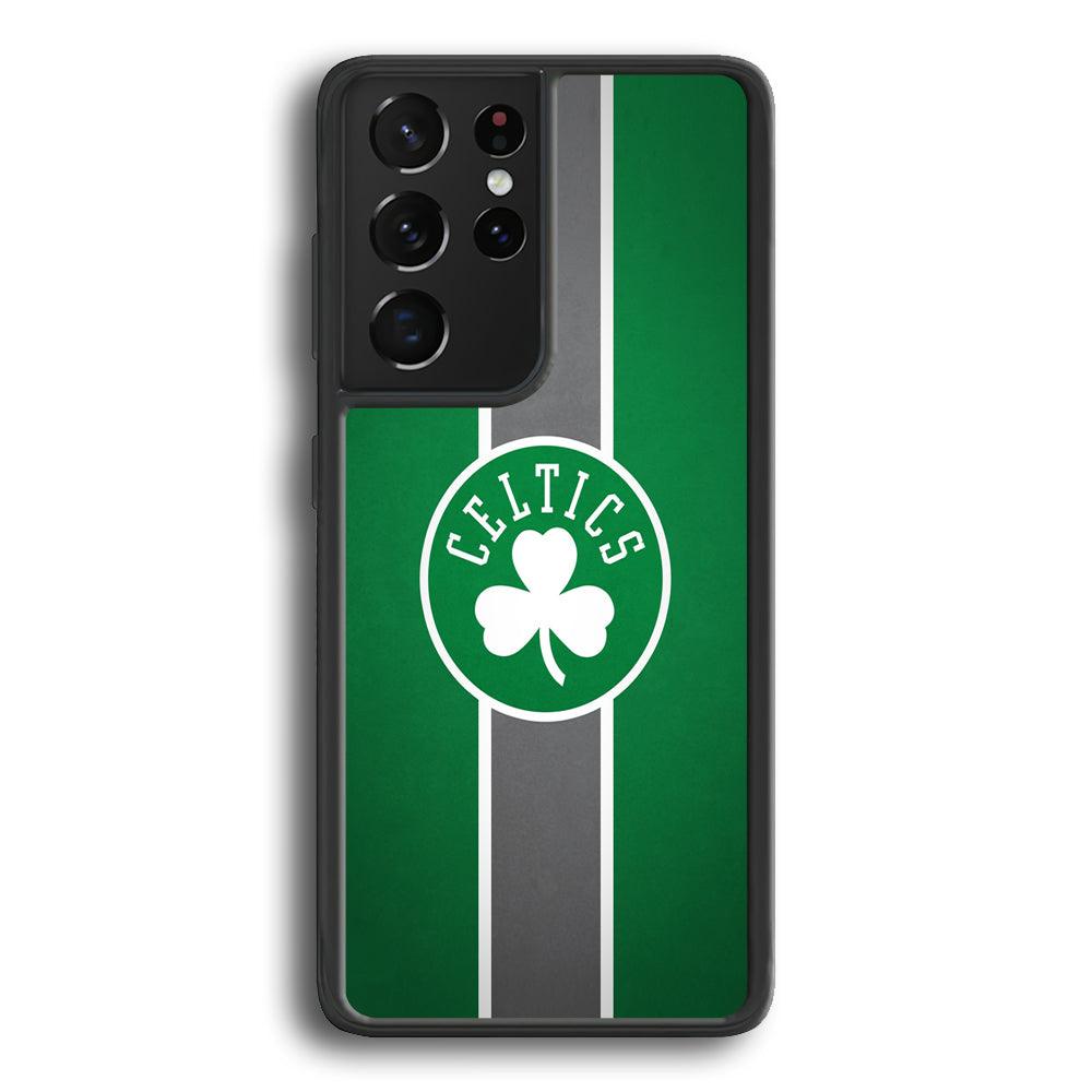 Boston Celtics Move On and Grow Samsung Galaxy S21 Ultra Case-Rubber Black (2D Case)-Oxvistore
