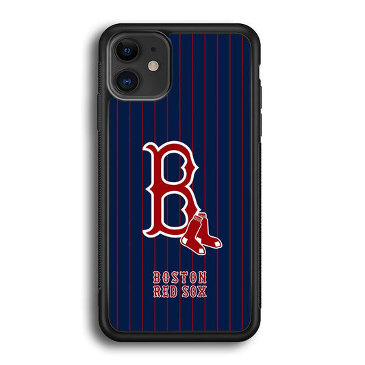 Boston Red Sox Bold and Firm iPhone 11 Case-Rubber Black (2D Case)-Oxvistore