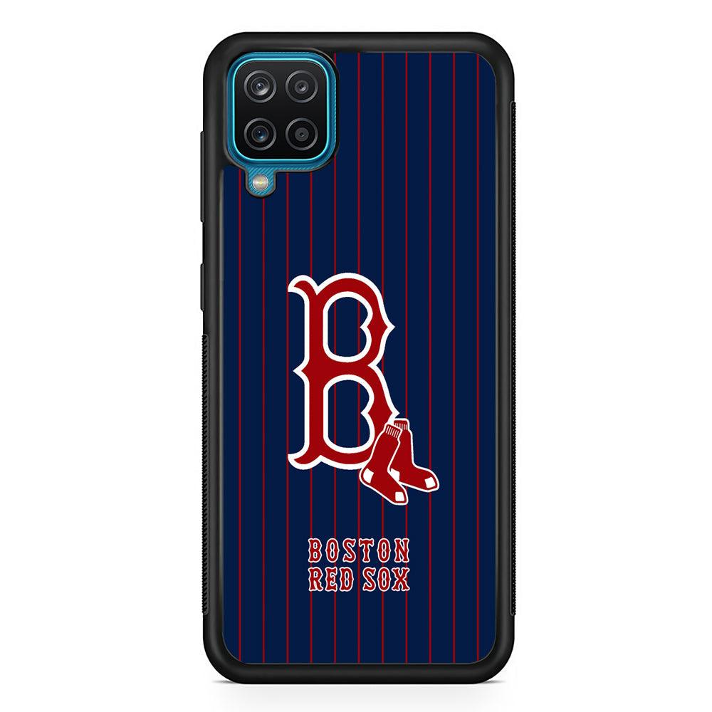 Boston Red Sox Bold and Firm Samsung Galaxy A12 Case-Rubber Black (2D Case)-Oxvistore
