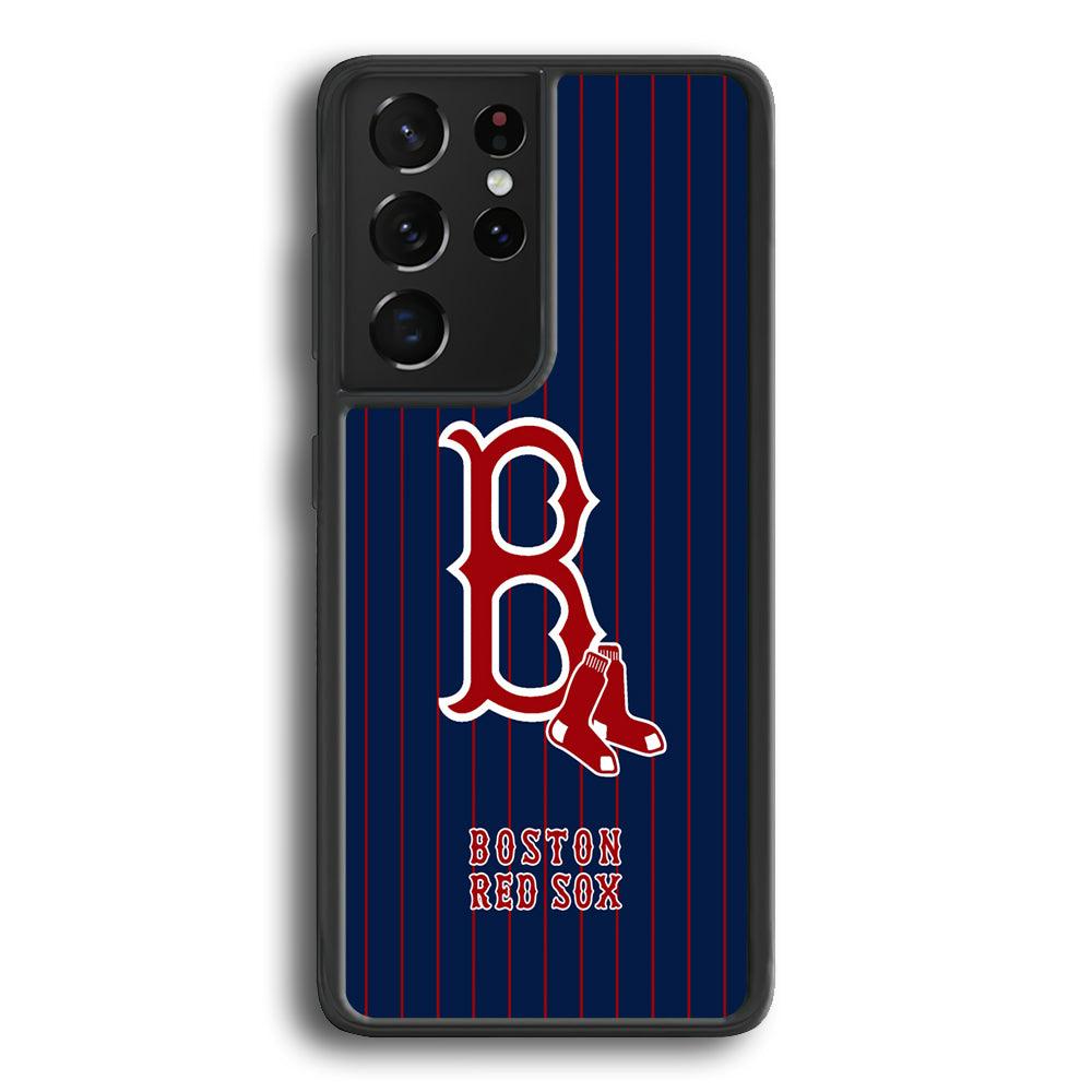 Boston Red Sox Bold and Firm Samsung Galaxy S23 Ultra Case-Rubber Black (2D Case)-Oxvistore