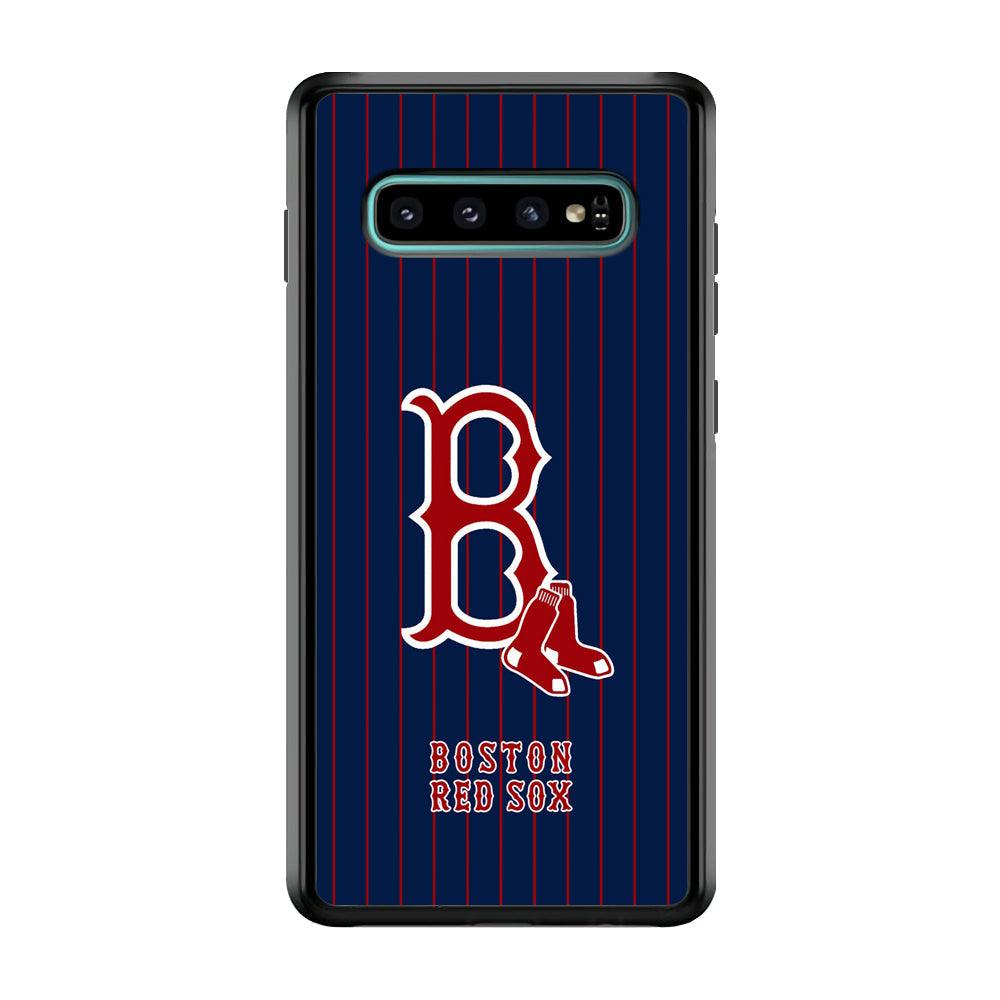 Boston Red Sox Bold and Firm Samsung Galaxy S10 Case-Rubber Black (2D Case)-Oxvistore