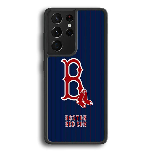 Boston Red Sox Bold and Firm Samsung Galaxy S21 Ultra Case-Rubber Black (2D Case)-Oxvistore