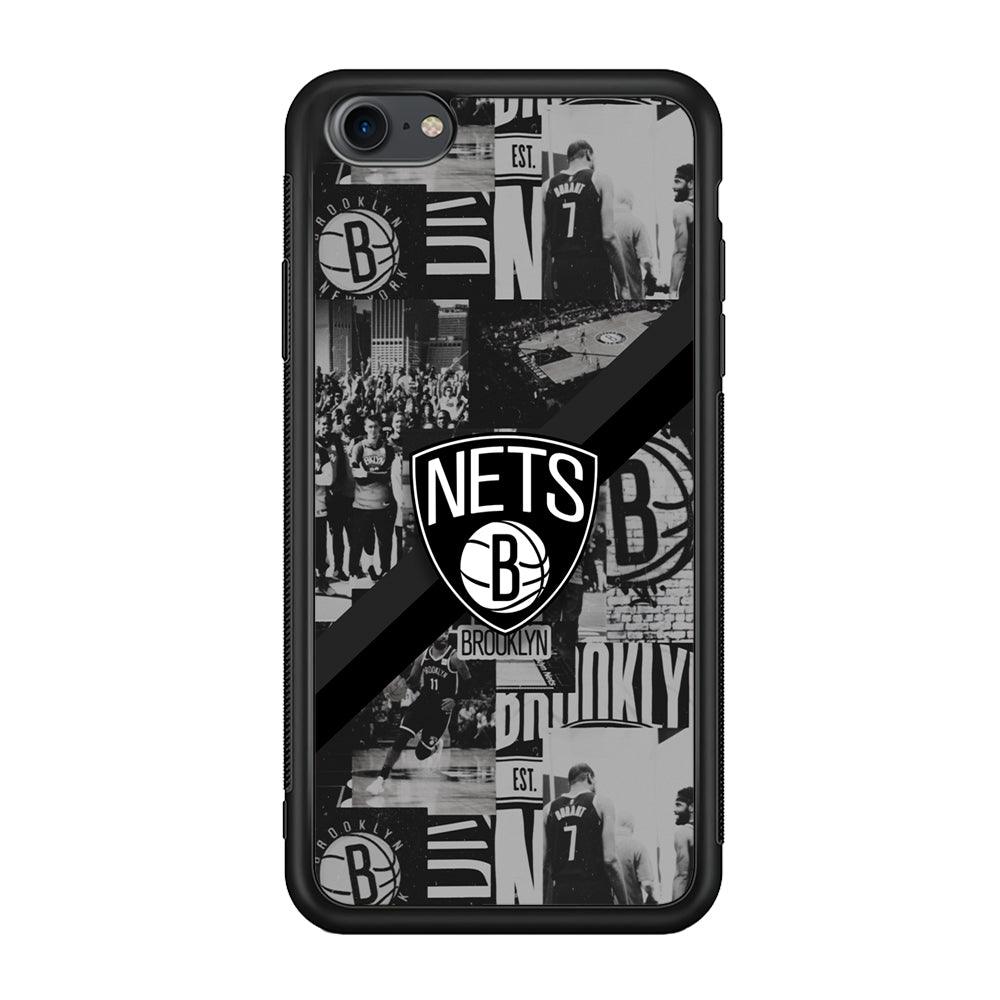 Brooklyn Nets Collage of The Journey iPhone 7 Case-Rubber Black (2D Case)-Oxvistore