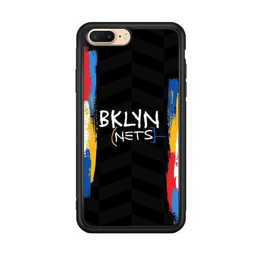 Brooklyn Nets Color Spray Jersey iPhone 7 Plus Case-Rubber Black (2D Case)-Oxvistore