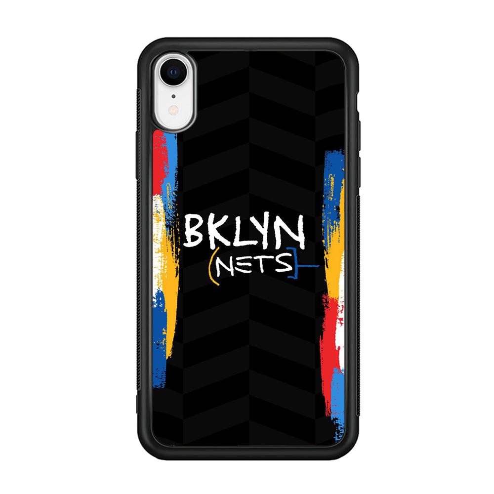 Brooklyn Nets Color Spray Jersey iPhone XR Case-Rubber Black (2D Case)-Oxvistore