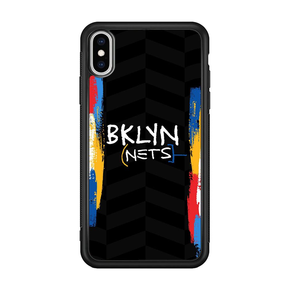 Brooklyn Nets Color Spray Jersey iPhone XS Case-Rubber Black (2D Case)-Oxvistore