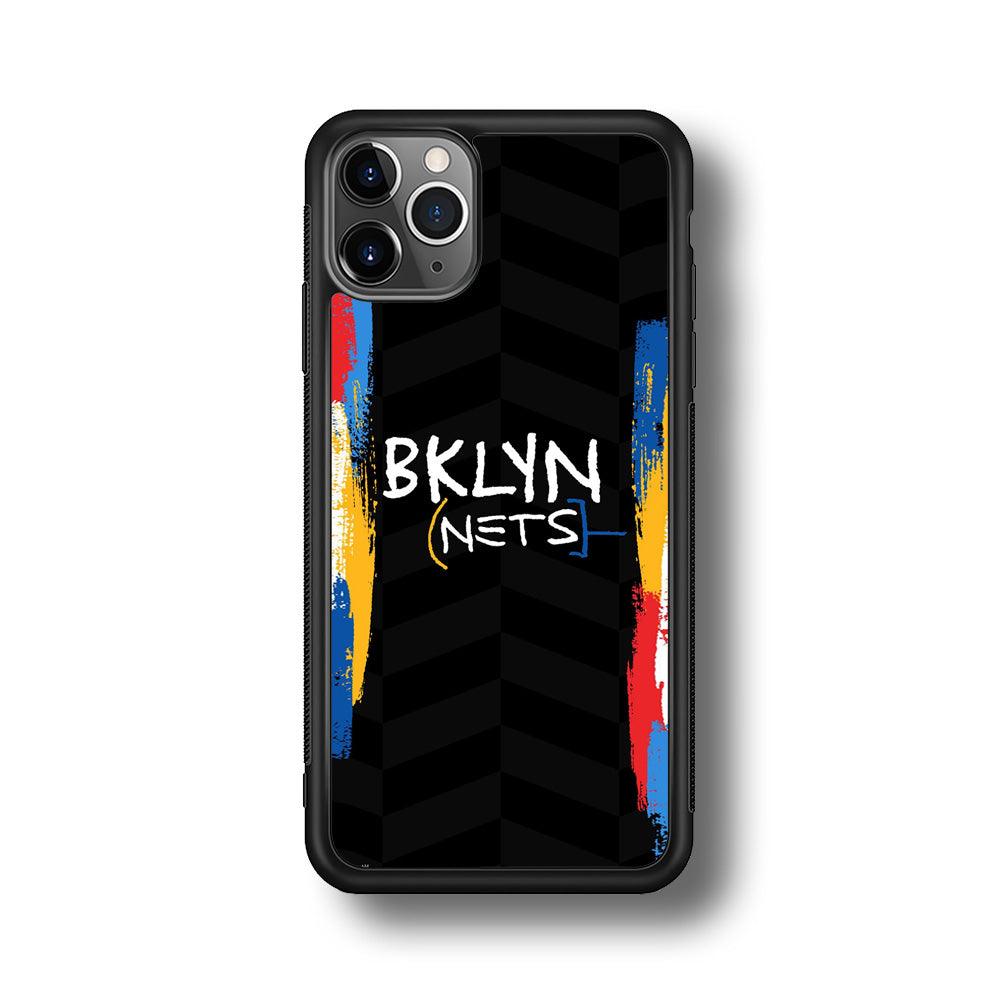 Brooklyn Nets Color Spray Jersey iPhone 11 Pro Max Case-Rubber Black (2D Case)-Oxvistore