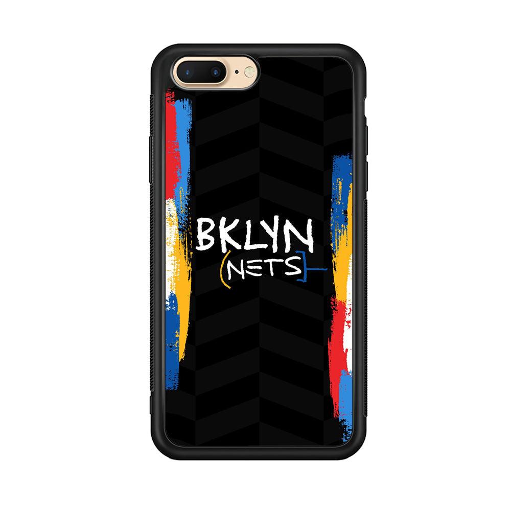 Brooklyn Nets Color Spray Jersey iPhone 8 Plus Case-Rubber Black (2D Case)-Oxvistore