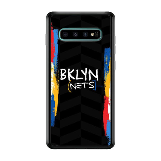 Brooklyn Nets Color Spray Jersey Samsung Galaxy S10 Case-Rubber Black (2D Case)-Oxvistore