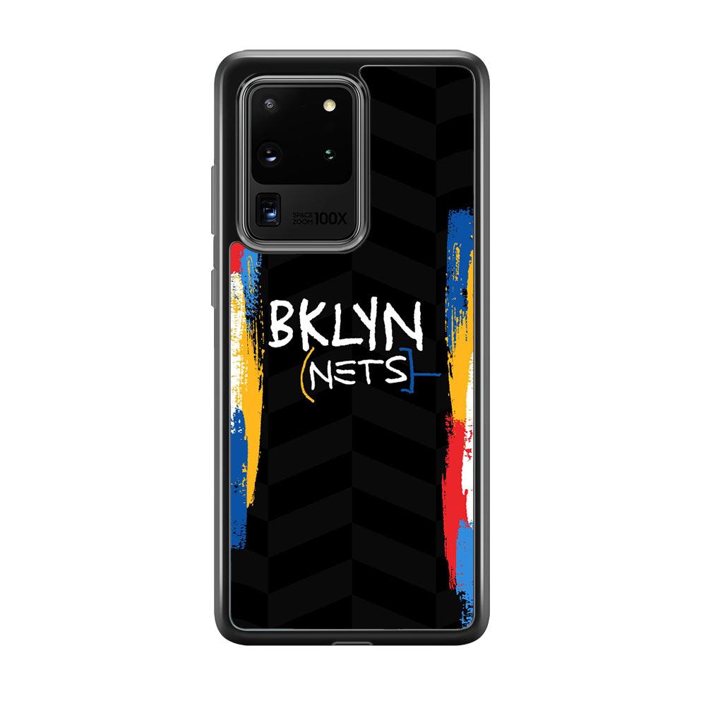 Brooklyn Nets Color Spray Jersey Samsung Galaxy S20 Ultra Case-Rubber Black (2D Case)-Oxvistore