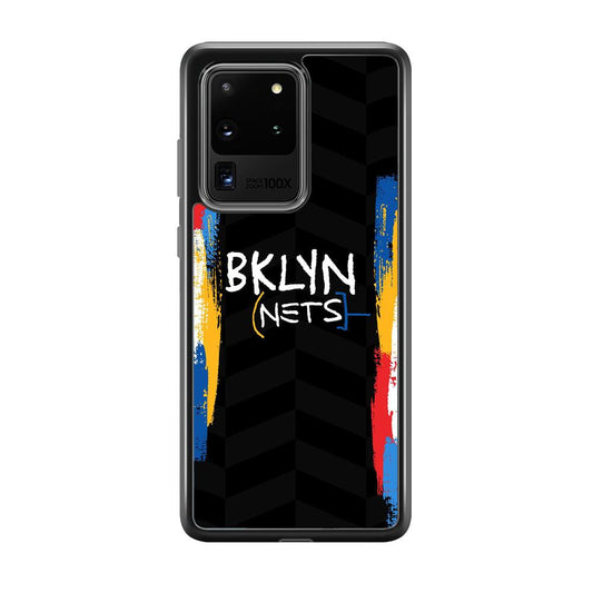 Brooklyn Nets Color Spray Jersey Samsung Galaxy S20 Ultra Case-Rubber Black (2D Case)-Oxvistore